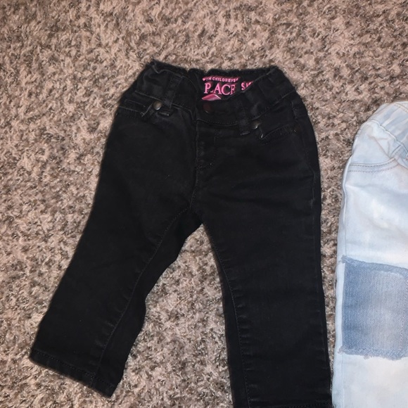 Bundle of 3 baby girl jeans all in size 6-9 months. Dark, black and light wash. - Picture 4 of 6